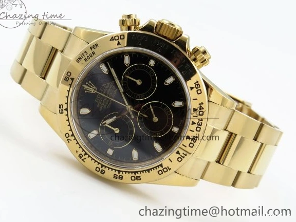 0520 Durable Daytona 116508 QF 1:1 Best Edition Black Dial on YG Bracelet SH4130 V3 (Gain Weight) 1717